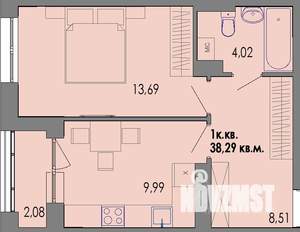 1-к квартира, вторичка, 40м2, 4/4 этаж