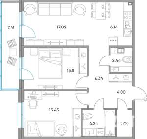 3-к квартира, вторичка, 76м2, 3/7 этаж