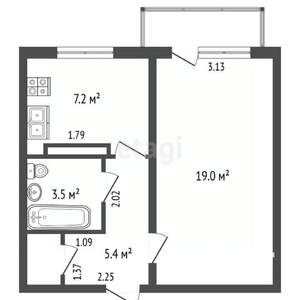 1-к квартира, вторичка, 37м2, 4/5 этаж