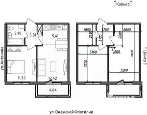 2-к квартира, строящийся дом, 41м2, 15/17 этаж