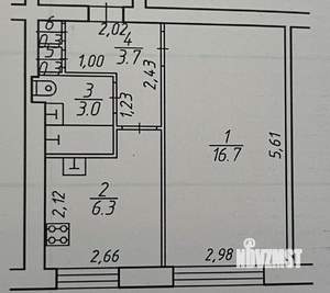 1-к квартира, вторичка, 30м2, 5/5 этаж