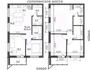 3-к квартира, строящийся дом, 62м2, 16/25 этаж