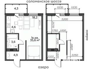 1-к квартира, строящийся дом, 36м2, 19/25 этаж
