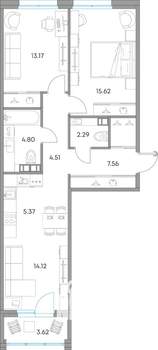 3-к квартира, вторичка, 71м2, 5/7 этаж