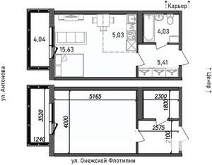 1-к квартира, строящийся дом, 34м2, 17/17 этаж