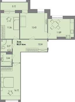 3-к квартира, вторичка, 79м2, 2/4 этаж