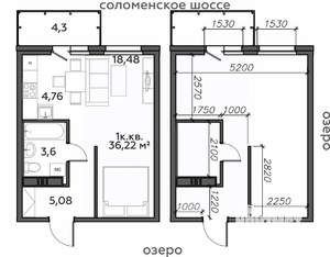 1-к квартира, строящийся дом, 36м2, 20/21 этаж