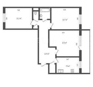 3-к квартира, вторичка, 65м2, 9/10 этаж