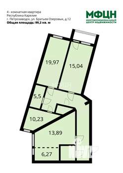 4-к квартира, вторичка, 99м2, 11/12 этаж
