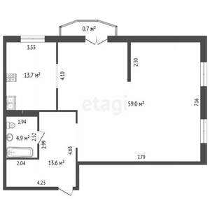 3-к квартира, вторичка, 91м2, 10/15 этаж