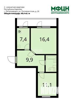 2-к квартира, вторичка, 49м2, 3/5 этаж