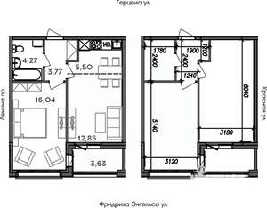 2-к квартира, строящийся дом, 46м2, 5/8 этаж