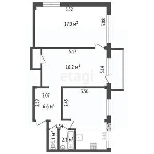 3-к квартира, вторичка, 59м2, 5/5 этаж