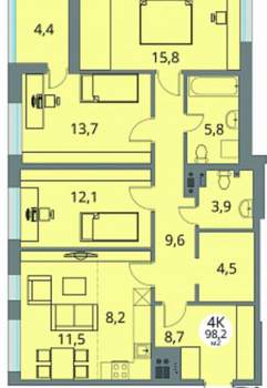4-к квартира, вторичка, 98м2, 3/10 этаж