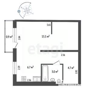 Студия квартира, вторичка, 30м2, 5/5 этаж