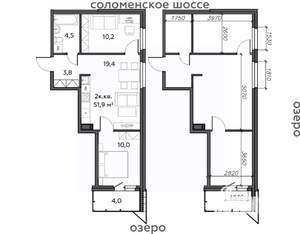 2-к квартира, строящийся дом, 52м2, 4/25 этаж