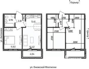 2-к квартира, строящийся дом, 41м2, 16/17 этаж