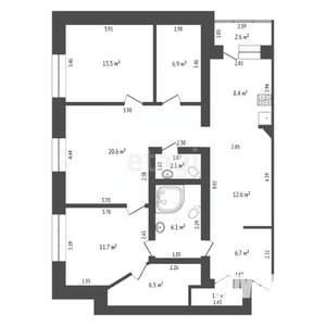 4-к квартира, вторичка, 97м2, 2/5 этаж