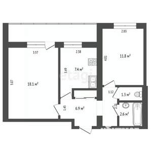2-к квартира, вторичка, 49м2, 9/9 этаж