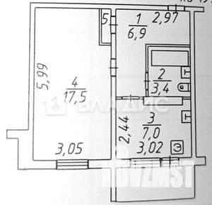 1-к квартира, вторичка, 36м2, 5/9 этаж