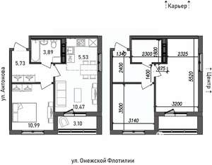 2-к квартира, строящийся дом, 40м2, 3/17 этаж