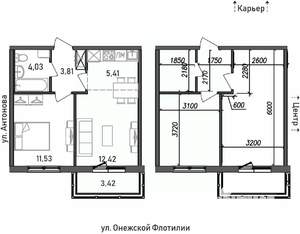 2-к квартира, строящийся дом, 41м2, 2/17 этаж