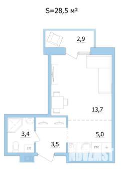 Студия квартира, строящийся дом, 29м2, 8/9 этаж