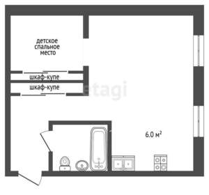 1-к квартира, вторичка, 37м2, 1/4 этаж