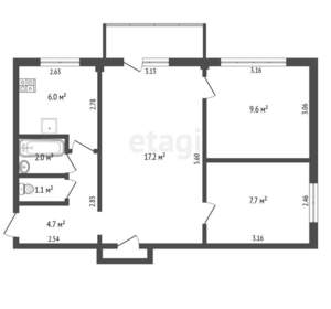 3-к квартира, вторичка, 49м2, 4/5 этаж
