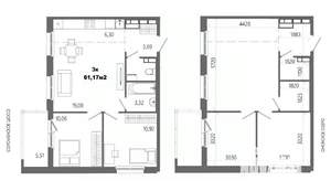 3-к квартира, строящийся дом, 61м2, 12/14 этаж