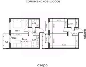 2-к квартира, строящийся дом, 43м2, 12/21 этаж