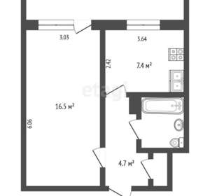 1-к квартира, вторичка, 41м2, 5/9 этаж