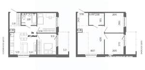 3-к квартира, строящийся дом, 48м2, 8/14 этаж