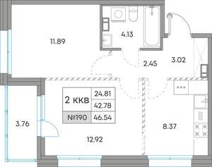 2-к квартира, вторичка, 47м2, 6/7 этаж