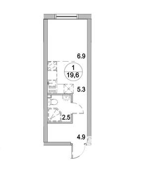 Студия квартира, вторичка, 19м2, 2/21 этаж