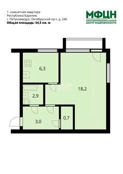 1-к квартира, вторичка, 35м2, 2/5 этаж