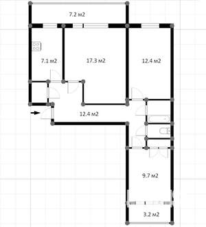 3-к квартира, вторичка, 64м2, 1/9 этаж