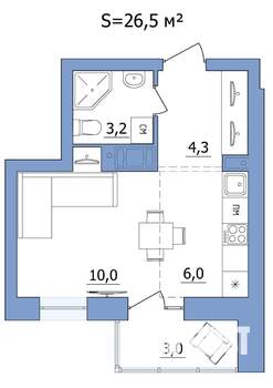 1-к квартира, вторичка, 27м2, 3/19 этаж