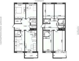 4-к квартира, строящийся дом, 89м2, 6/14 этаж