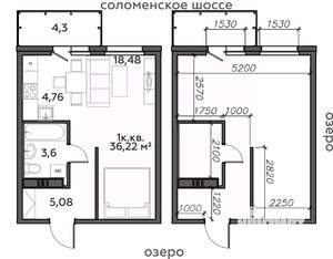 1-к квартира, строящийся дом, 36м2, 3/21 этаж
