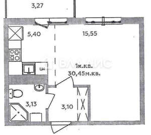 1-к квартира, вторичка, 30м2, 14/16 этаж