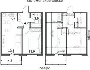 2-к квартира, строящийся дом, 42м2, 12/21 этаж