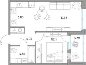 2-к квартира, вторичка, 43м2, 6/7 этаж