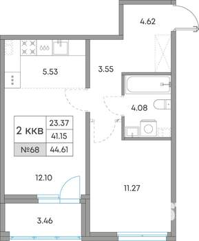 2-к квартира, вторичка, 45м2, 2/7 этаж