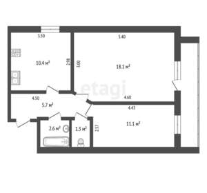 2-к квартира, вторичка, 49м2, 2/5 этаж