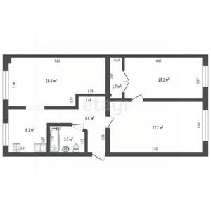 3-к квартира, вторичка, 64м2, 4/5 этаж