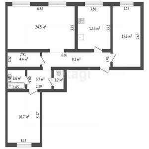 3-к квартира, вторичка, 92м2, 3/5 этаж