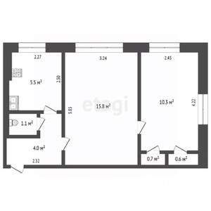 2-к квартира, вторичка, 38м2, 3/3 этаж