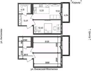 2-к квартира, строящийся дом, 41м2, 8/17 этаж