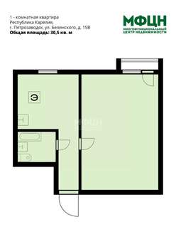 1-к квартира, вторичка, 31м2, 4/6 этаж